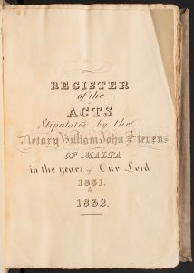 Opening folio of R451 Volume 1, Notary William John Stevens (son of William Stevens), 1831